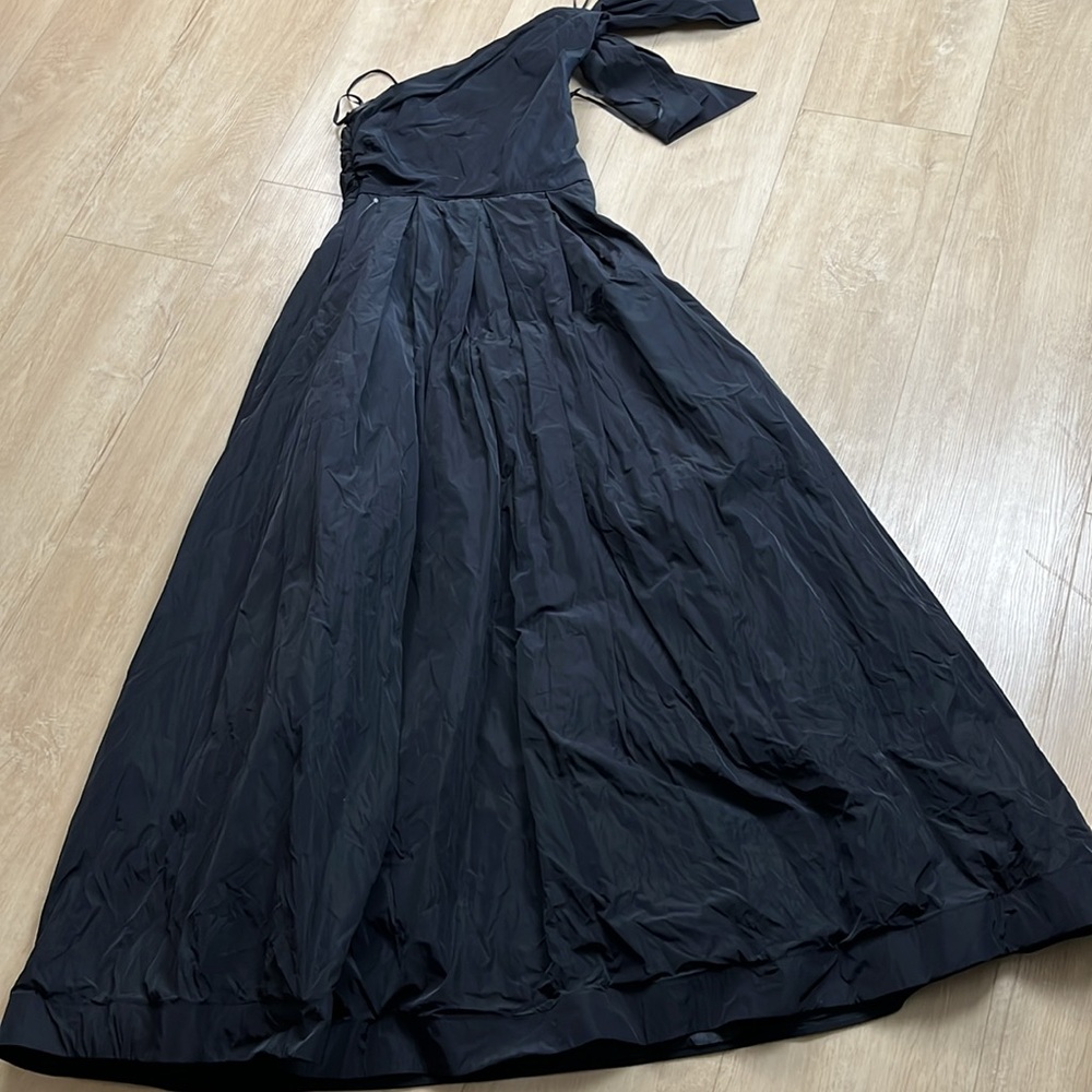 Donna Karan Black Asymmetrical Pleated Gown, black SIZE 12 - Picture 8 of 9